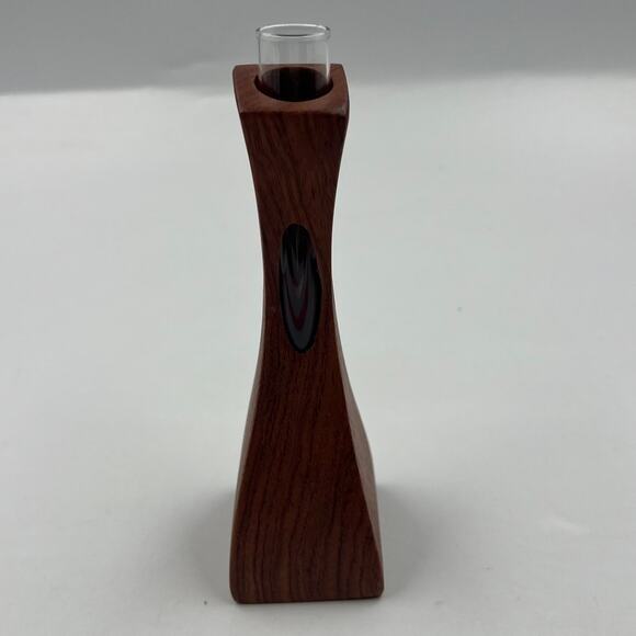 Vintage MCM Wood Test Tube Vial Bud Vase Propagation Macacauba Walnut Mini - Picture 2 of 9